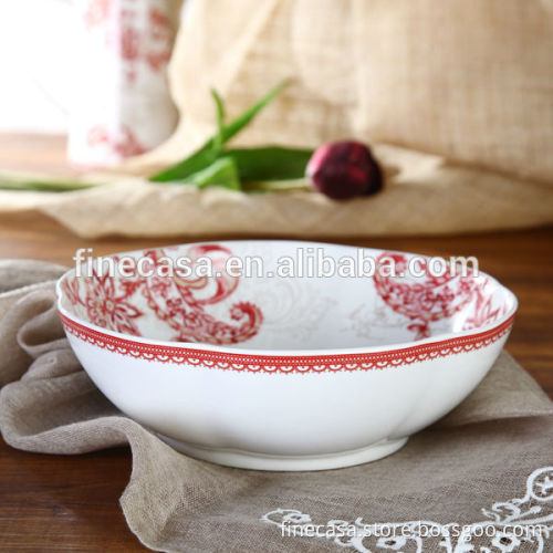 9 Inches Elegant Style New Bone China Porcelain Salad Bowl of Oriental Manor